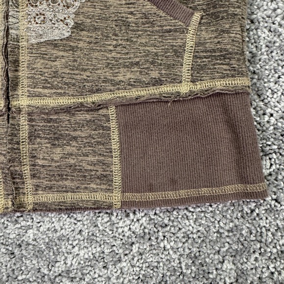 Miss Me Sweatshirt Womens Medium Brown MM Unplugged Rhinestone Wings Hooded - Picture 11 of 11